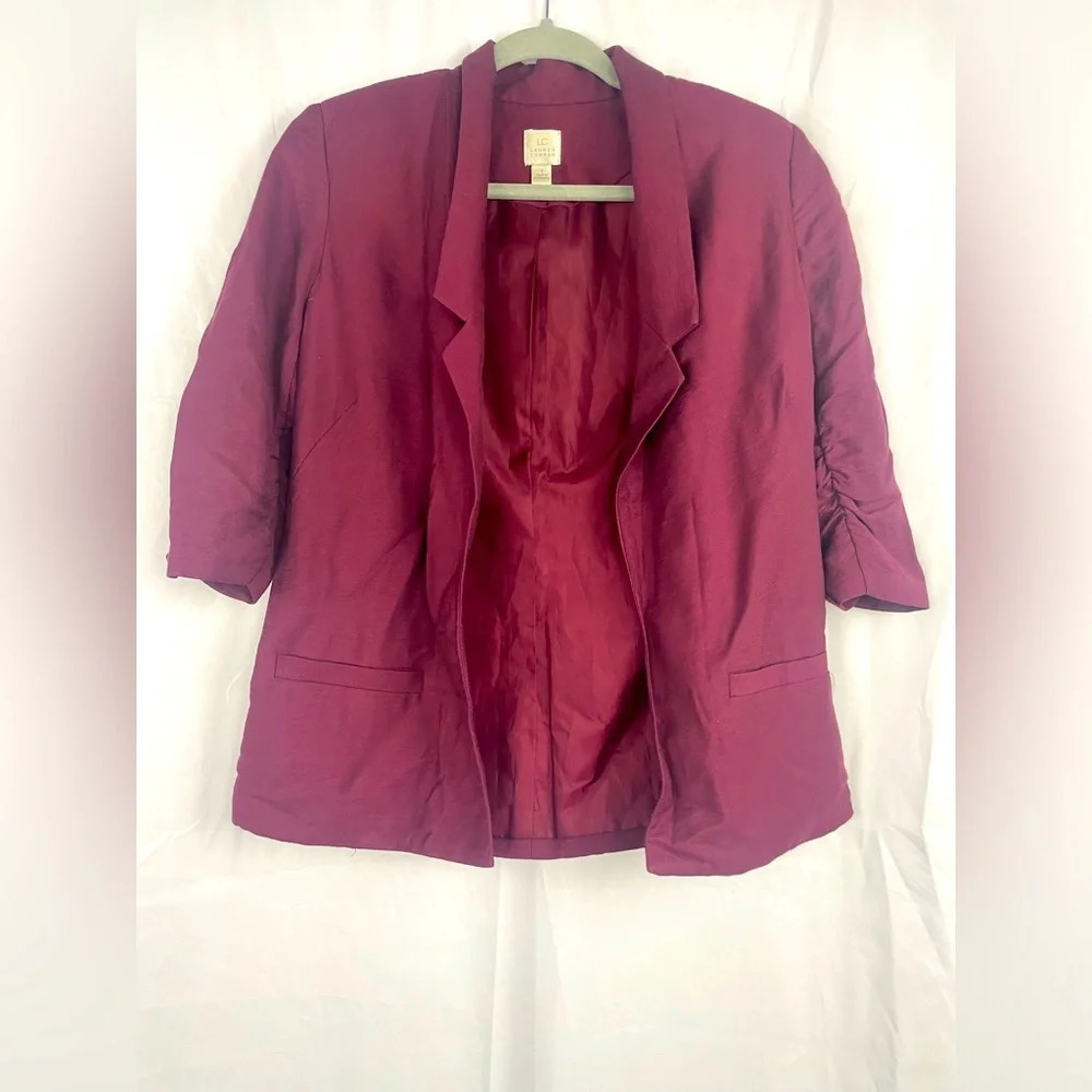 LC LAUREN CONRAD Purple Lined Suit Jacket 3/4 Sleeve Women's Sz 2